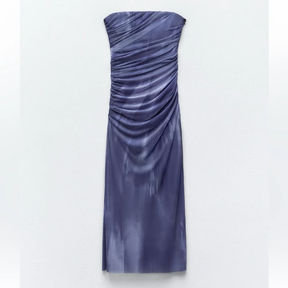 Zara Strapless Purple Dress - Picture 1 of 2